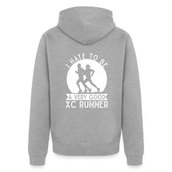 Design de coureur de cross-country - Entraîneur XC - Course à pied - Veste à capuche bio Premium Unisexe - gris chiné - Dos - Nico (187cm)