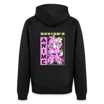 Cute Japanese Manga Women Girls Gift Otaku Kawaii - Unisex Premium Bio Zip Hoodie - Schwarz - Hinten - Nico (187cm)