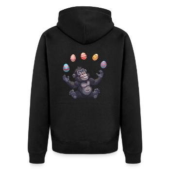 Ostern Gorilla Jongleur mit Eiern - Unisex Premium Bio Zip Hoodie - Schwarz - Hinten - Nico (187cm)