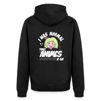 I Was Normal Three Animes A Go Japanese Anime - Unisex Premium Bio Zip Hoodie - Schwarz - Hinten - Nico (187cm)