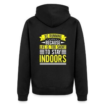 Run Country Runner and XC Coach - Unique Cross - Unisex Premium Organic Zip Hoodie - black - Back - Nico (187cm)