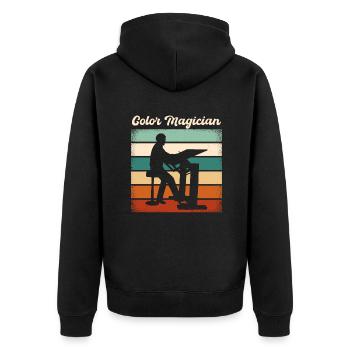 Artist Painter Graphic Color Magician Gift Idea - Unisex Premium Bio Zip Hoodie - Schwarz - Hinten - Nico (187cm)
