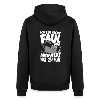 Cat Fans Motivated To Do Nothing Funny - Unisex Premium Organic Zip Hoodie - black - Back - Nico (187cm)