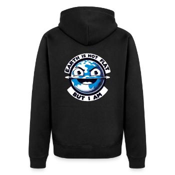 Flat Earth Humor: Satire & Ironic Jokes - Unisex Premium Organic Zip Hoodie - black - Back - Nico (187cm)