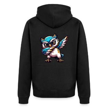 Cool Owl Dabbing Comic Cute - Unisex Premium Organic Zip Hoodie - black - Back - Nico (187cm)