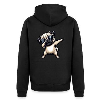 Hund Mops Cool Dab Dabbing - Unisex Premium Bio Zip Hoodie - Schwarz - Hinten - Nico (187cm)