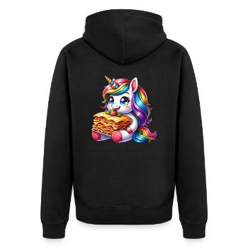 Unicorn enjoys Italian lasagna - Unisex Premium Organic Zip Hoodie - black - Back - Nico (187cm)