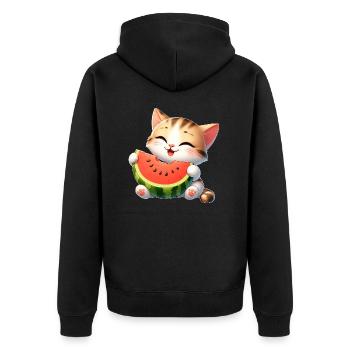 Melon Chat Pastèque Drôle Fruité - Veste à capuche bio Premium Unisexe - noir - Dos - Nico (187cm)