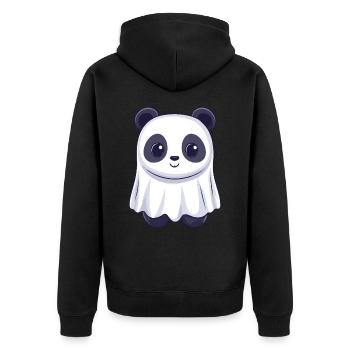Panda Halloween Comic Geist - Unisex Premium Bio Zip Hoodie - Schwarz - Hinten - Nico (187cm)