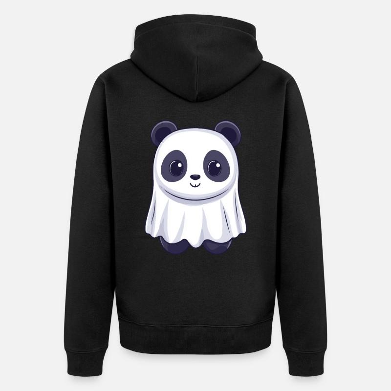 Panda Halloween Comic Geist - Unisex Premium Bio Zip Hoodie - Schwarz