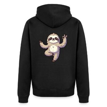 Faultier Yoga Meditation Autogenes Training - Unisex Premium Bio Zip Hoodie - Schwarz - Hinten - Nico (187cm)