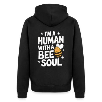 Honigbiene Imker Bienen Biene - Unisex Premium Bio Zip Hoodie - Schwarz - Hinten - Nico (187cm)