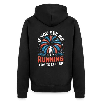 Pyrotechniker Feuerwerk Pyrotechnik - Unisex Premium Bio Zip Hoodie - Schwarz - Hinten - Nico (187cm)