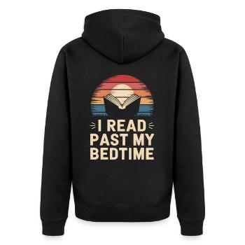 Bücher Buch lesen Bücherei Bibliothek Bücherwurm - Unisex Premium Bio Zip Hoodie - Schwarz - Hinten - Nico (187cm)
