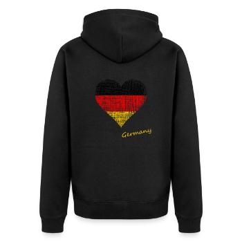 germany heart - Unisex Premium Bio Zip Hoodie - Schwarz - Hinten - Nico (187cm)