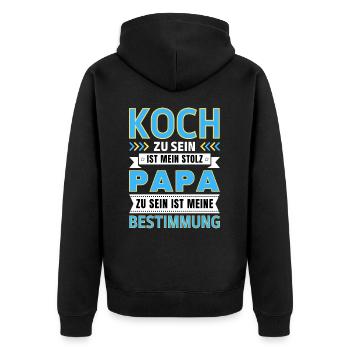 Koch zu sein ist mein Stolz; Papa Geschenk - Unisex Premium Bio Zip Hoodie - Schwarz - Hinten - Nico (187cm)