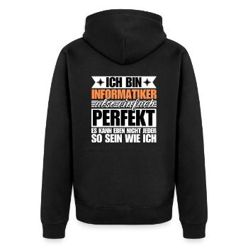 Perfekter Informatiker - Unisex Premium Bio Zip Hoodie - Schwarz - Hinten - Nico (187cm)
