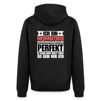 Perfekter Informatiker - Unisex Premium Bio Zip Hoodie - Schwarz - Hinten - Nico (187cm)