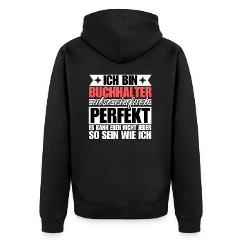 Perfekter Perfekter - Unisex Premium Bio Zip Hoodie - Schwarz - Hinten - Nico (187cm)