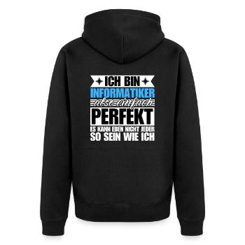 Perfekter Informatiker - Unisex Premium Bio Zip Hoodie - Schwarz - Hinten - Nico (187cm)