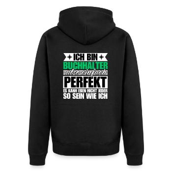 Perfekter Perfekter - Unisex Premium Bio Zip Hoodie - Schwarz - Hinten - Nico (187cm)