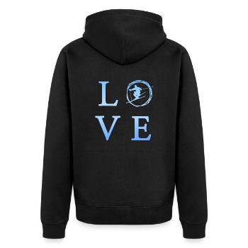 Skifahren - Unisex Premium Bio Zip Hoodie - Schwarz - Hinten - Nico (187cm)