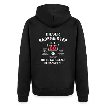 Ce maître-nageur est âgé de 80 ans. - Veste à capuche bio Premium Unisexe - noir - Dos - Nico (187cm)