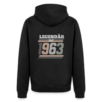 1963 - Unisex Premium Bio Zip Hoodie - Schwarz - Hinten - Nico (187cm)