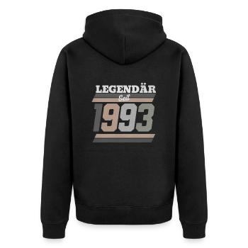 Legendär seit 1993 - Unisex Premium Bio Zip Hoodie - Schwarz - Hinten - Nico (187cm)