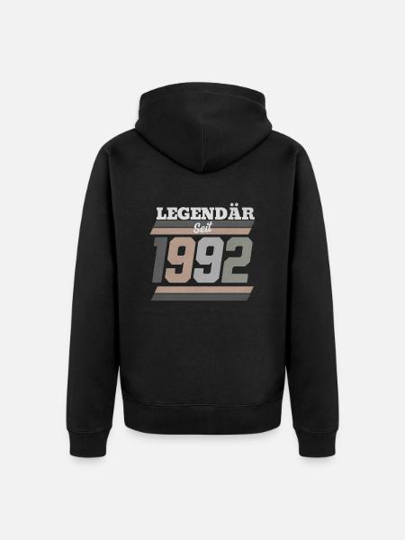 Legendär seit 1992 - Unisex Premium Bio Zip Hoodie - Schwarz