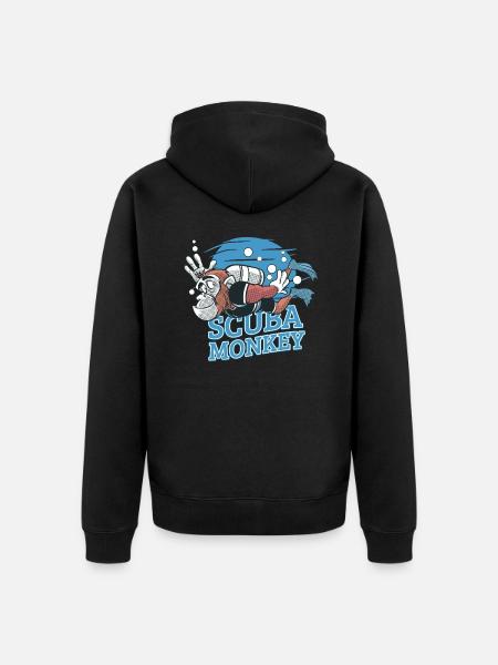 Scuba Monkey - Scuba Diving Chimp - Unisex Premium Organic Zip Hoodie - black