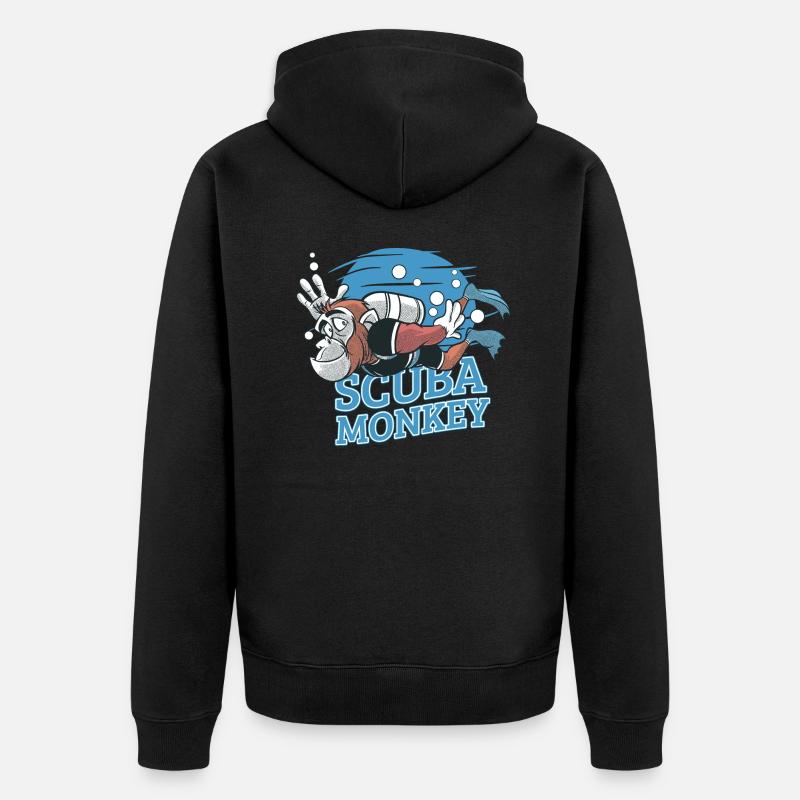 Scuba Monkey - Tauchen Schimpanse - Unisex Premium Bio Zip Hoodie - Schwarz