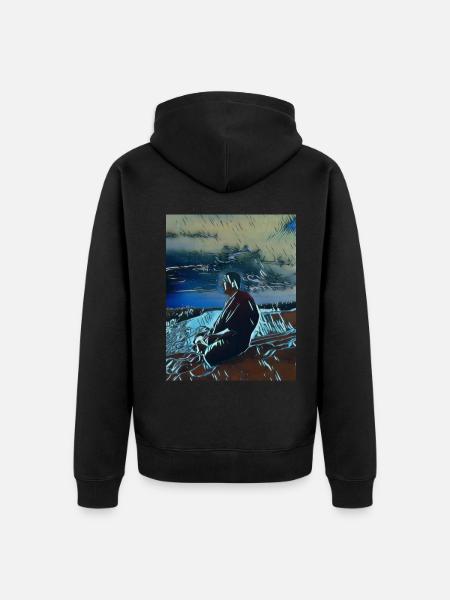 Anime Monk - Blue - Unisex Premium Organic Zip Hoodie - black