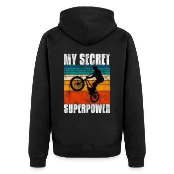 Le BMX est mon cadeau secret de bicyclette de roue de superpuissance - Veste à capuche bio Premium Unisexe - noir - Dos - Nico (187cm)