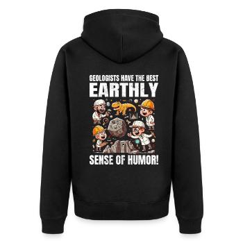 Geologists Have the Best 'Earthly' Sense of Humor - Unisex Premium Organic Zip Hoodie - black - Back - Nico (187cm)