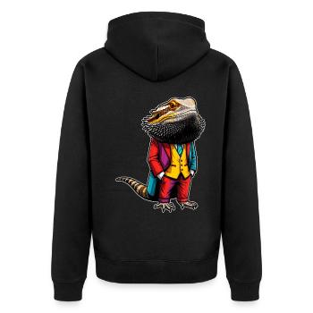 Lézard dragon barbu - Veste à capuche bio Premium Unisexe - noir - Dos - Nico (187cm)