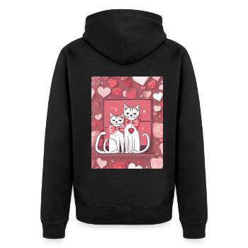 The Loving Cats - Unisex Premium Organic Zip Hoodie - black - Back - Nico (187cm)