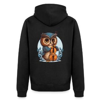 Classical Owl - Unisex Premium Organic Zip Hoodie - black - Back - Nico (187cm)