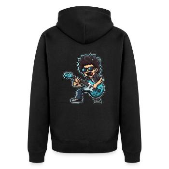 Groovy Laughter: Funny Cartoon Person Playing Blue - Unisex Premium Organic Zip Hoodie - black - Back - Nico (187cm)