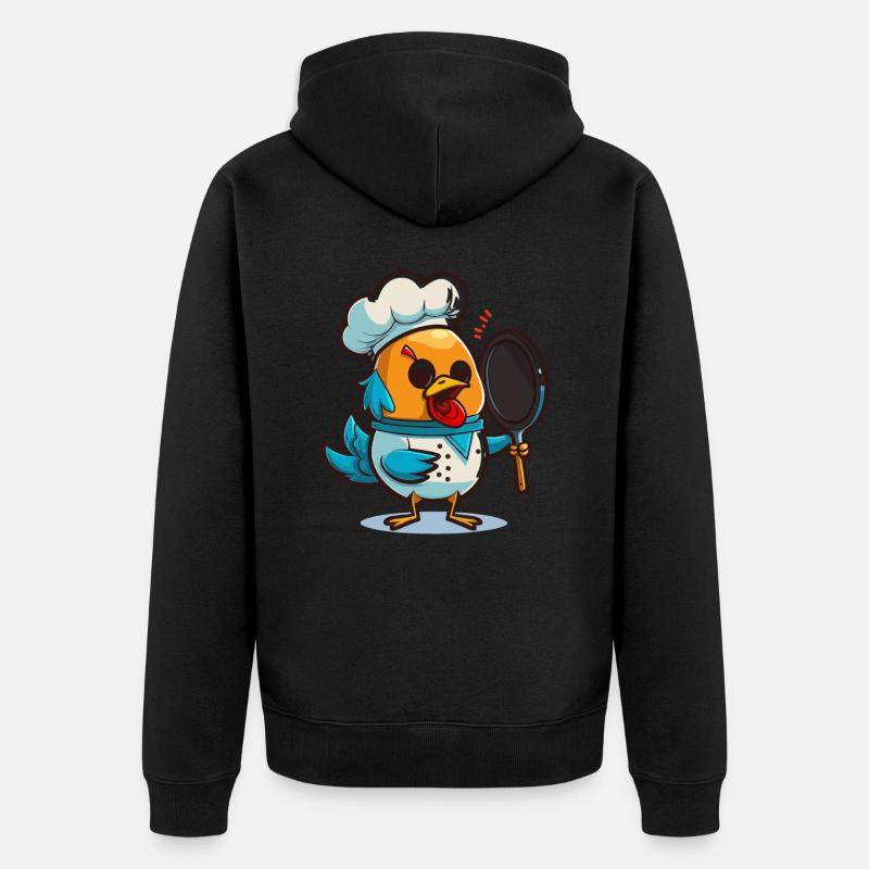 Chef Cluck : un poulet de dessin animé fantaisiste - Veste à capuche bio Premium Unisexe - noir
