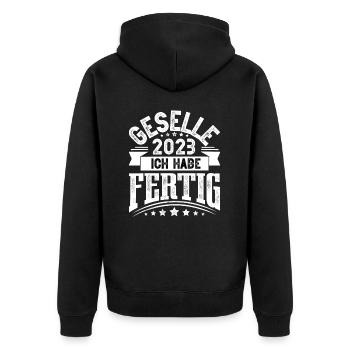 Geselle 2023 Gesellenprüfung - Unisex Premium Bio Zip Hoodie - Schwarz - Hinten - Nico (187cm)
