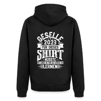Geselle 2023 Gesellenprüfung - Unisex Premium Bio Zip Hoodie - Schwarz - Hinten - Nico (187cm)