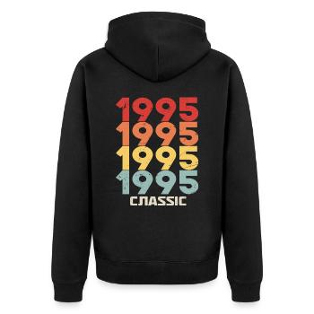1995 Anniversary in classic vintage style 1995 - Unisex Premium Organic Zip Hoodie - black - Back - Nico (187cm)
