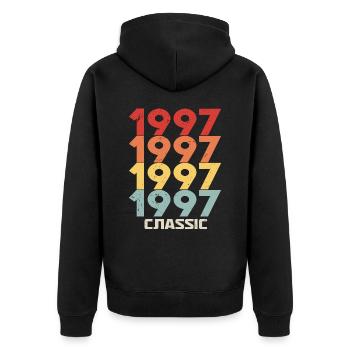 1997 Jubilé en style vintage classique 1997 - Veste à capuche bio Premium Unisexe - noir - Dos - Nico (187cm)