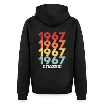 1967 Jubilé dans un style vintage classique 1967 - Veste à capuche bio Premium Unisexe - noir - Dos - Nico (187cm)