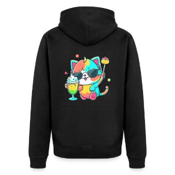 Le chat casual : lunettes de soleil et cocktail - Veste à capuche bio Premium Unisexe - noir - Dos - Nico (187cm)