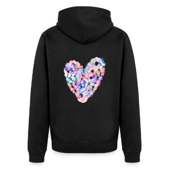 Schmetterlingsherz - Unisex Premium Bio Zip Hoodie - Schwarz - Hinten - Nico (187cm)
