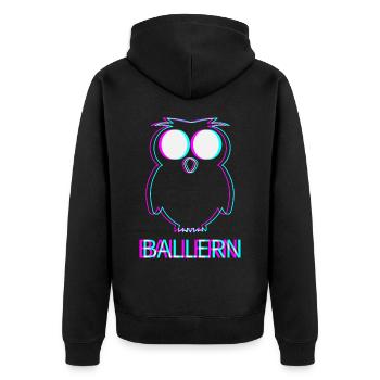 Ballern Techno Raver Electro Rave Musik Club - Unisex Premium Bio Zip Hoodie - Schwarz - Hinten - Nico (187cm)