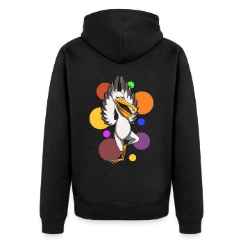 Yoga Pelikan - Unisex Premium Bio Zip Hoodie - Schwarz - Hinten - Nico (187cm)