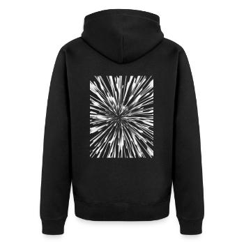 Explosion - Unisex Premium Bio Zip Hoodie - Schwarz - Hinten - Nico (187cm)